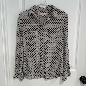 Ann Taylor Loft black and white button down blouse